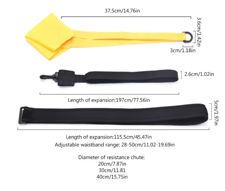 Swim Resistance Belt with Parachute